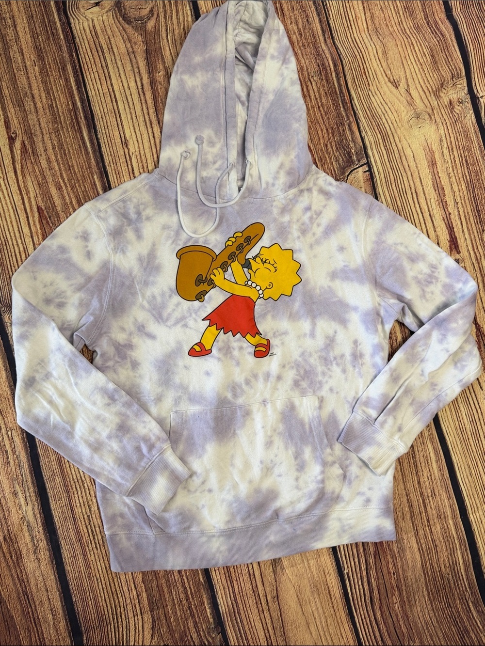 The Simpsons Tie-Dye Lisa Simpson Graphic Hoodie - Lavender & White